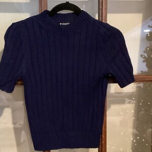Express Navy Ribbed Knit Top